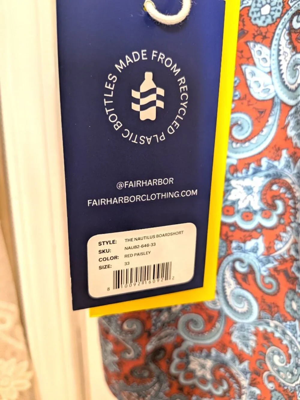 Fair Harbor Paisley Swim Trunks Size 33 New with Tags!